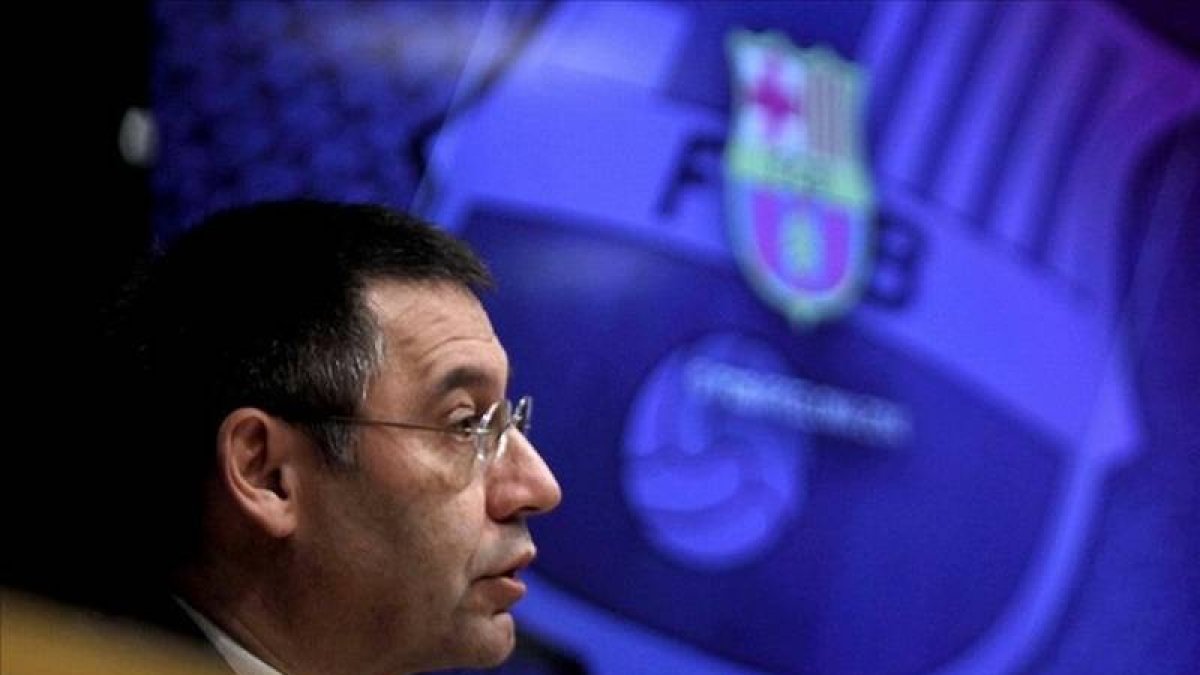 Bartomeu, en una rueda de prensa del Barça.