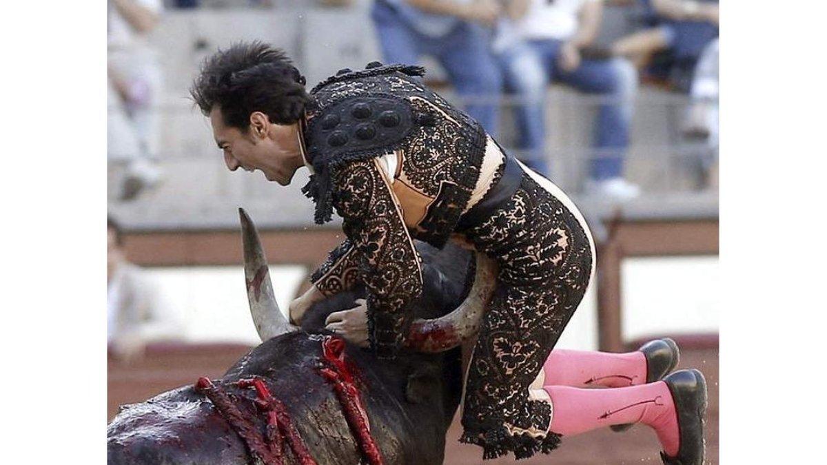 Fernando Cruz fue corneado en el festejo de ayer en Las Ventas.