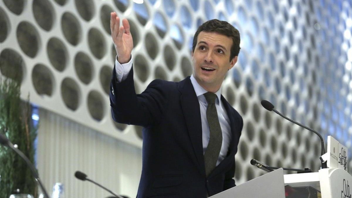 El presidente del PP, Pablo Casado, en Club Siglo XXI