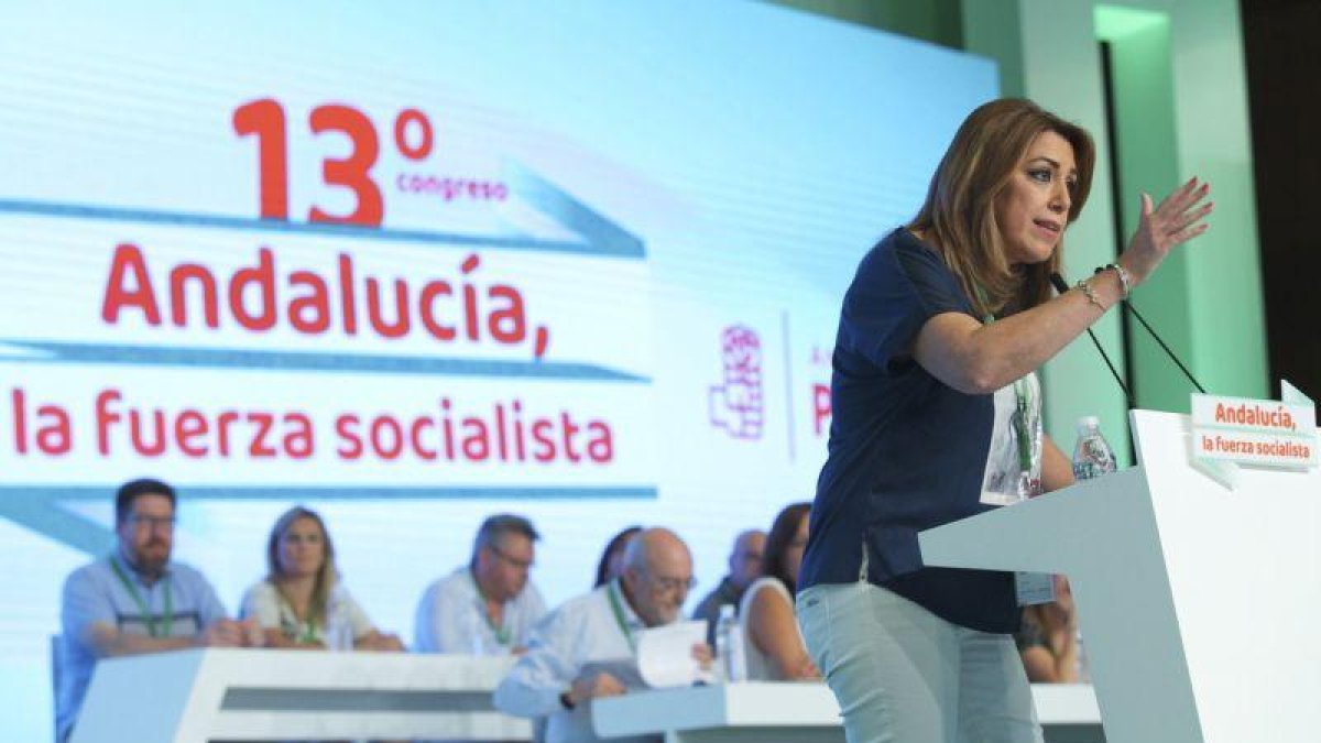 Susana Díaz interviene en el congreso del PSOE andaluz, este sábado.