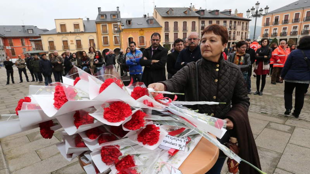 En Ponferrada se hizo una ofrenda de claveles.