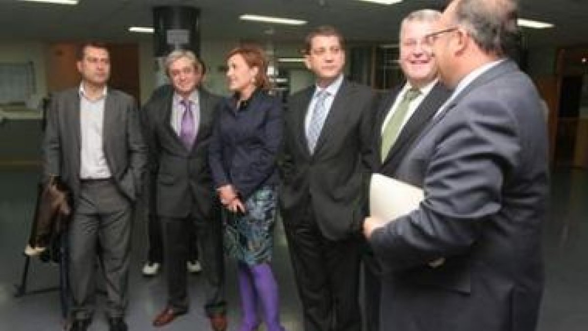 Cortés, Criado, Hernando Monje, Riesco, Rodríguez Hevia y Eduardo Fernández, ayer.