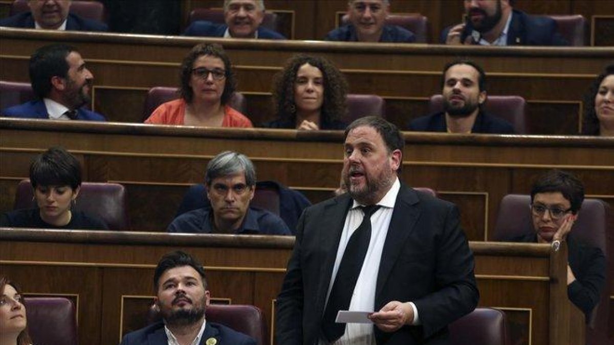 El líder de ERC, Oriol Junqueras, en el Congreso durante la constitución de las Cortes.