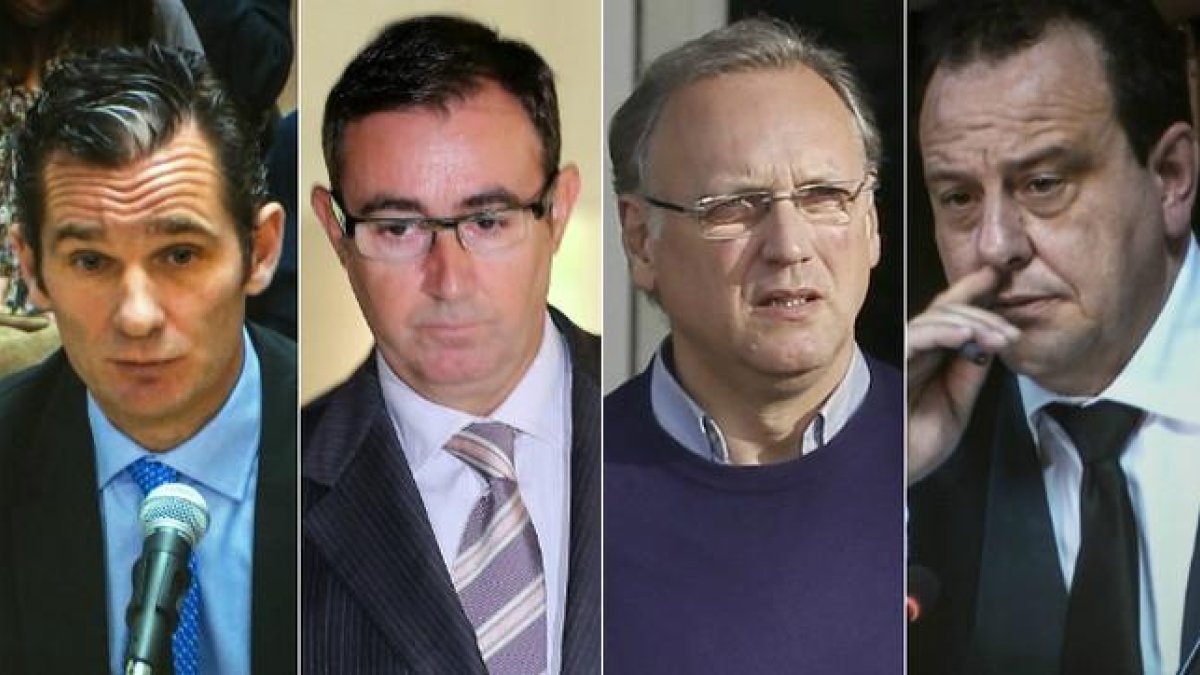 Iñaki Urdangarin, Diego Torres, Marco Antonio Tejeiro y el fiscal Pedro Horrach.