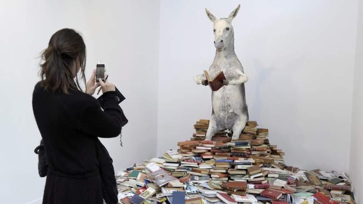 Imagen de archivo de una obra de la artista Pilar Albarracín con los libros como protagonistas. HORACIO VILLALOBOS