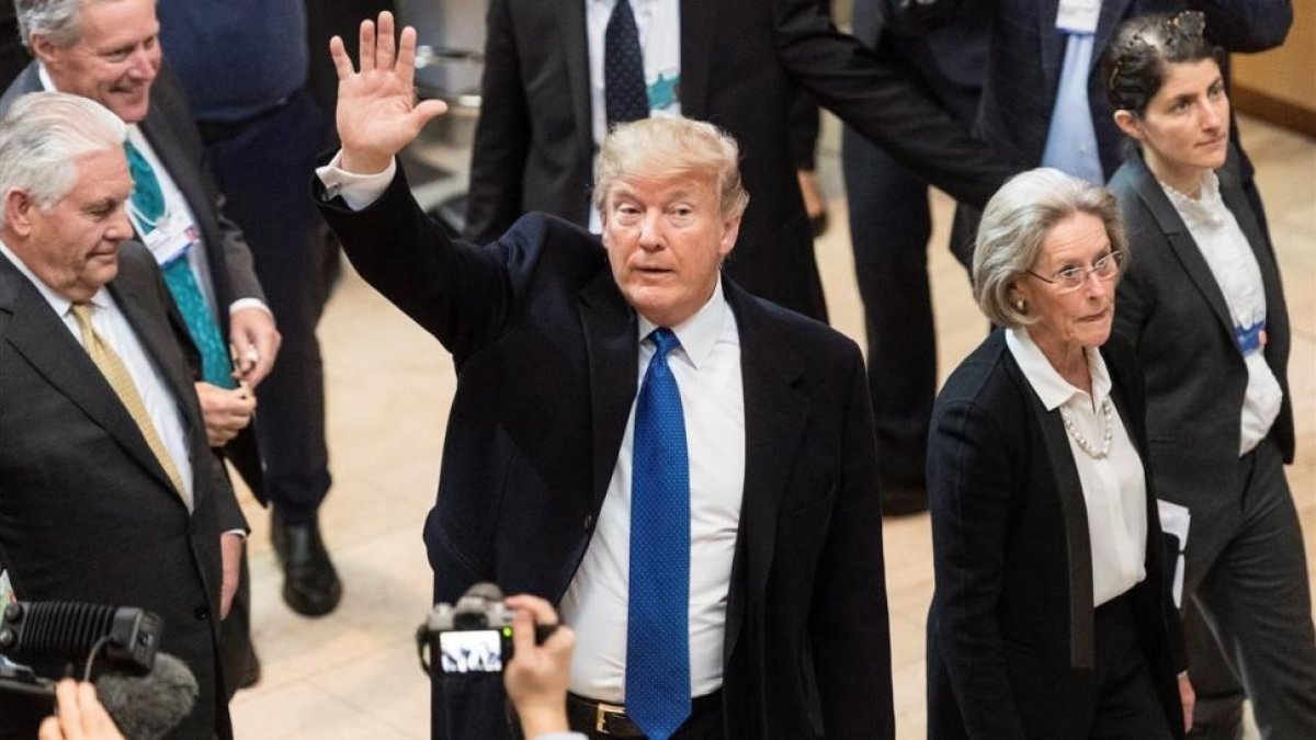 Donald Trump llega al centro de Congresos de Davos.