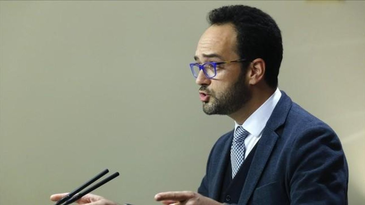 El portavoz socialista, Antonio Hernando, el pasado lunes en el Congreso.