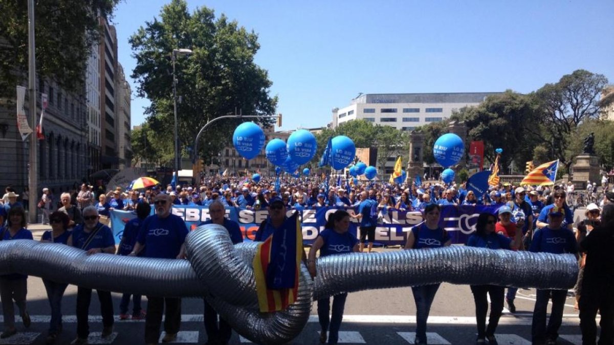 Manifestantes contra el plan de cuenca del Ebro en Barcelona.