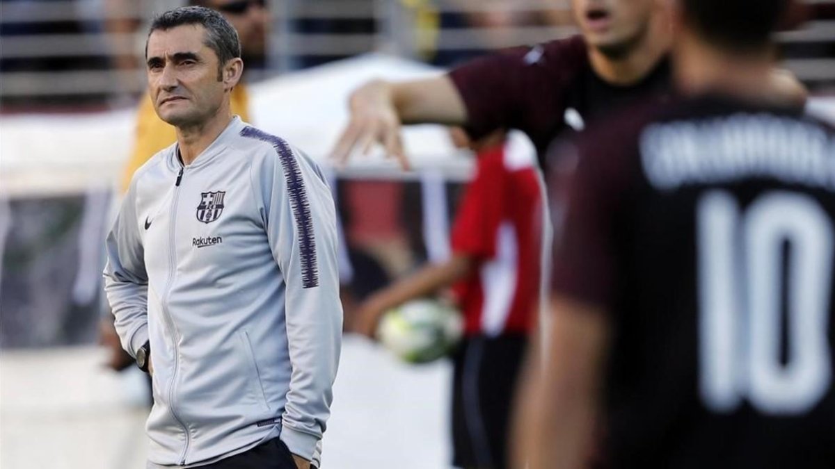 Valverde, durante el partido frente al Milan en la despedida de la gira.
