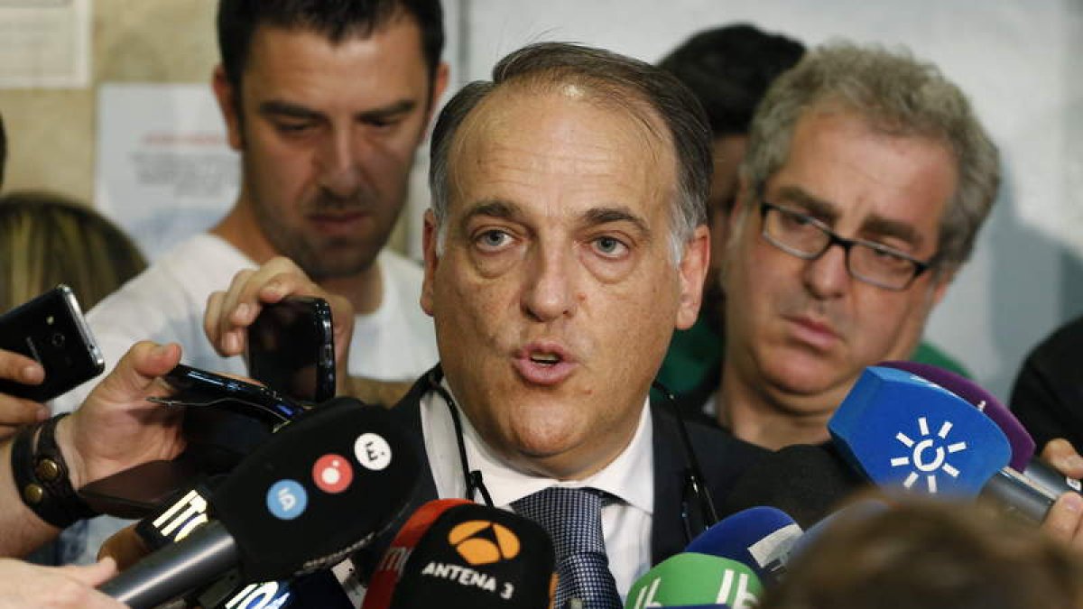Tebas a la salida del acto de conciliación que acabó sin acuerdo entre la LFP y la AFE.