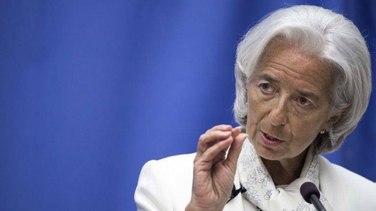La directora gerente del FMI, Christine Lagarde, durante una conferencia en Washington, el lunes.