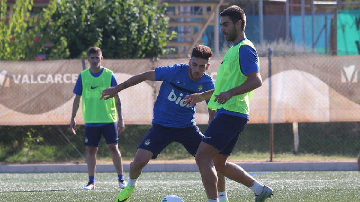 La plantilla blanquiazul entrenó esta semana en el césped artificial de Compostilla. ANA F. BARREDO