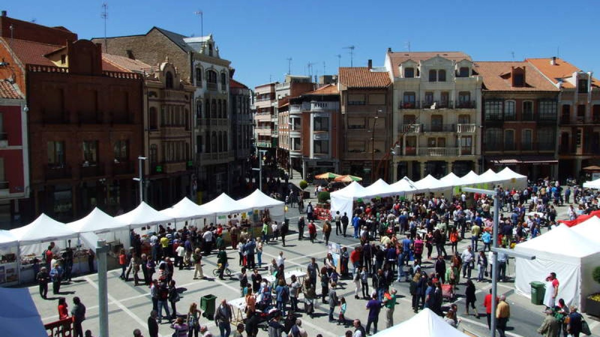 Vecinos y visitantes pasean entre los expositores.