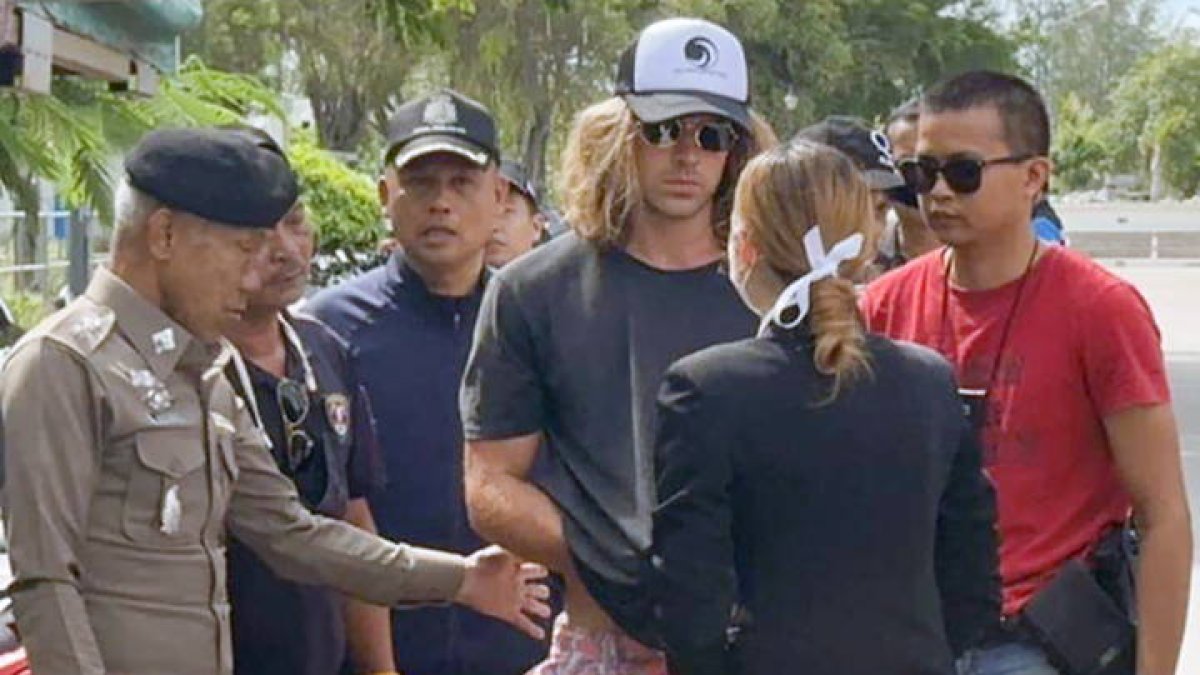 Daniel Sancho durante la reconstrucción sus últimos momentos con el dominicano asesinado.