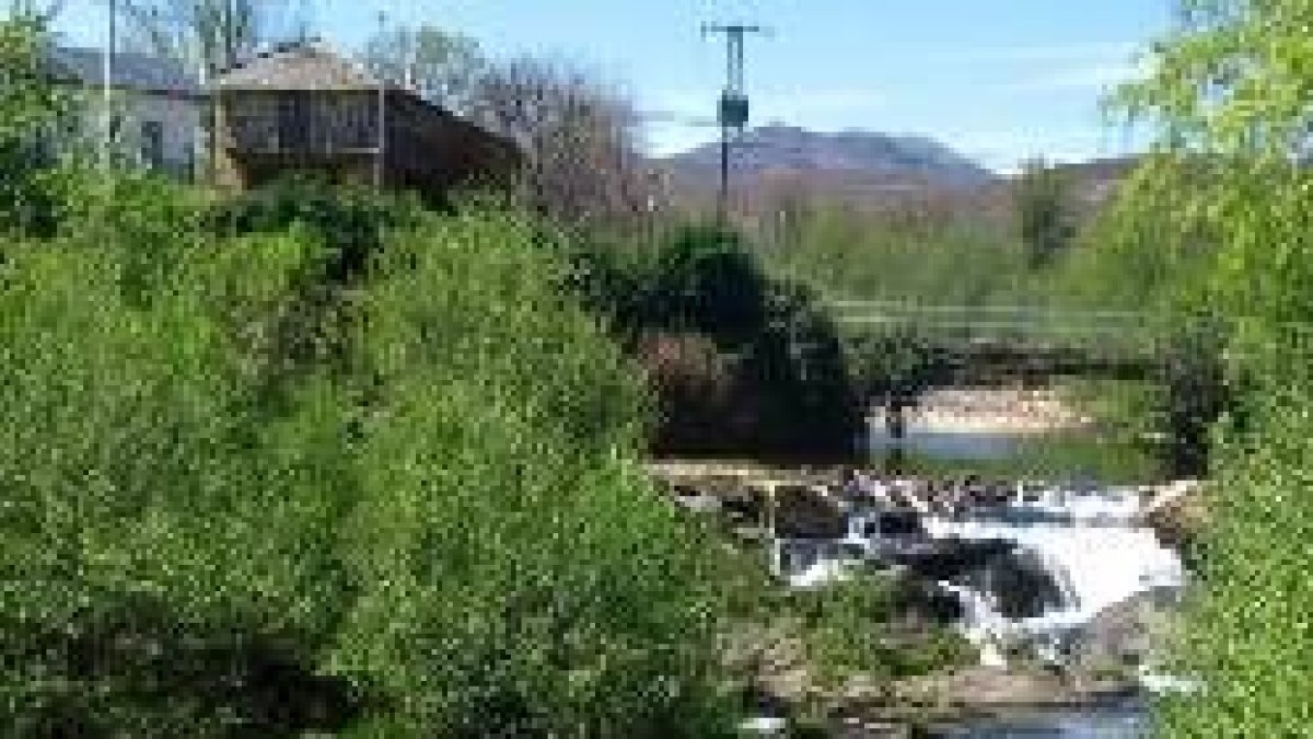 El río Eria a su paso por la localidad de Truchas, que este año acogerá el Día de la Cabrera