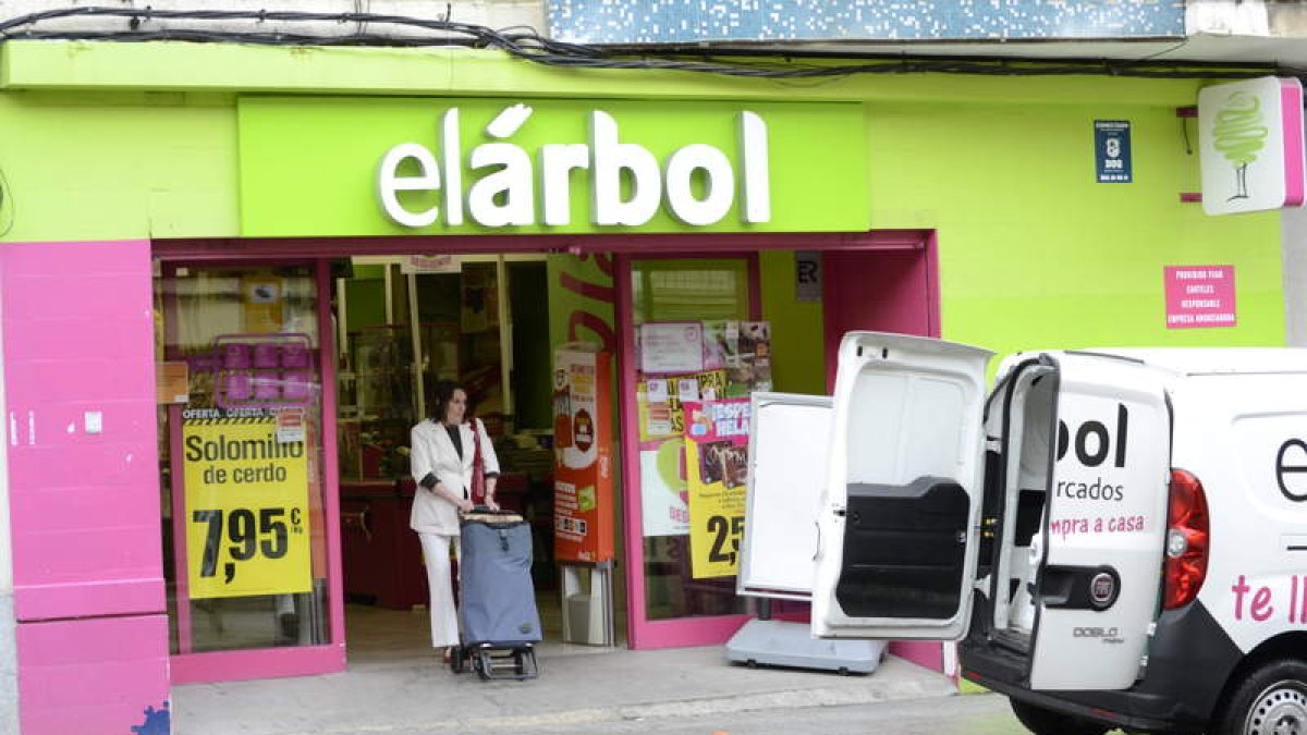 Uno de los supermercados de la cadena El Árbol, ayer en la capital leonesa
