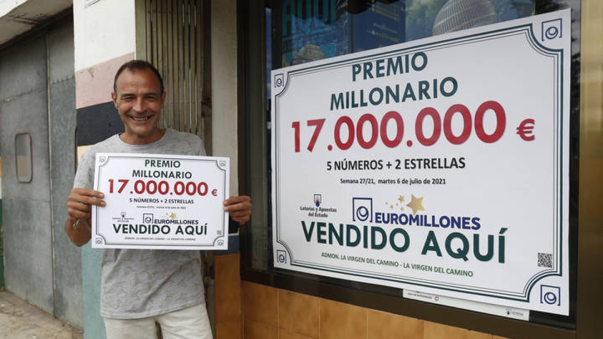 El Euromillón deja un premio de 17 millones de euros en la administración de loterías nº 1 de La Virgen del Camino. F. Otero Perandones.