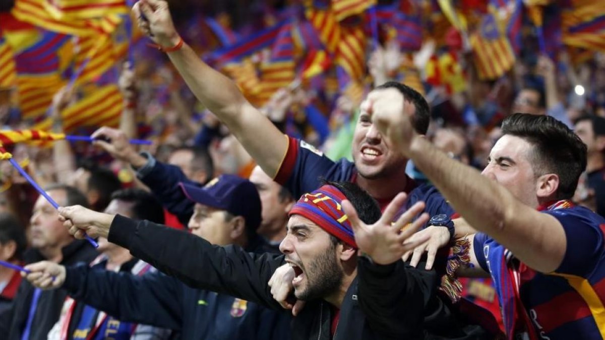 Aficionados del Barcelona en el Wanda