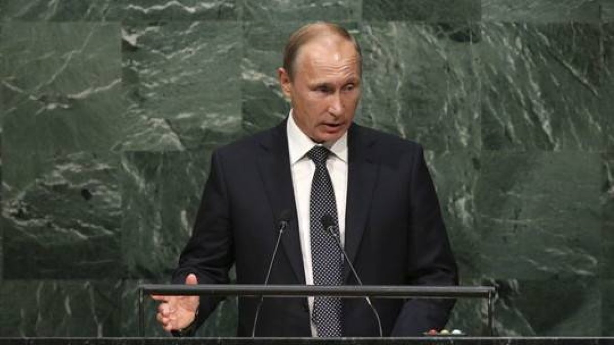 El presidente de Rusia, Vladímir Putin, hablando este lunes en la Asamblea General de la ONU.