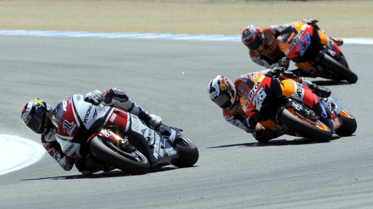 Lorenzo, Pedrosa y Stoner librarán en el Mundial una dura pugna por el cetro de campeón.