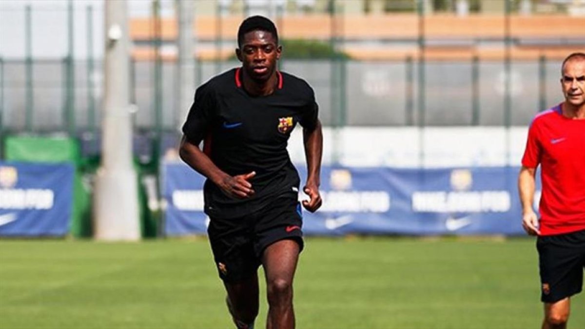 Dembélé, durante un entrenamiento en la Ciudad Deportiva