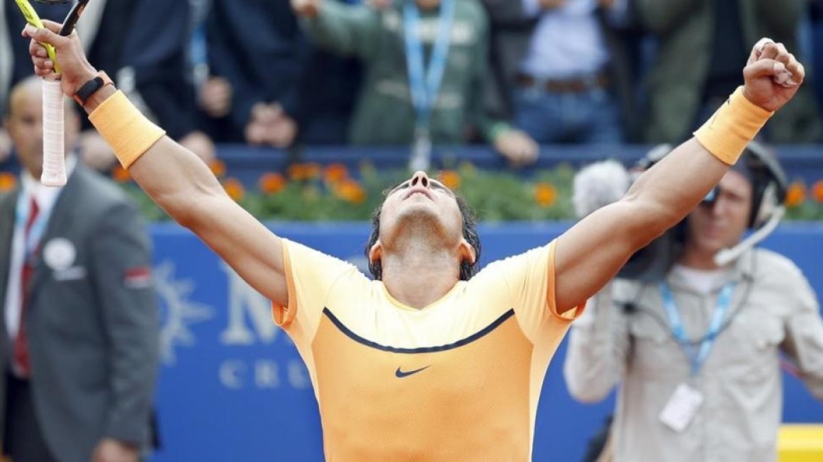 Rafael Nadal celebrando un punto conseguido en la pasada edición del Barcelona Open Banc Sabadell.