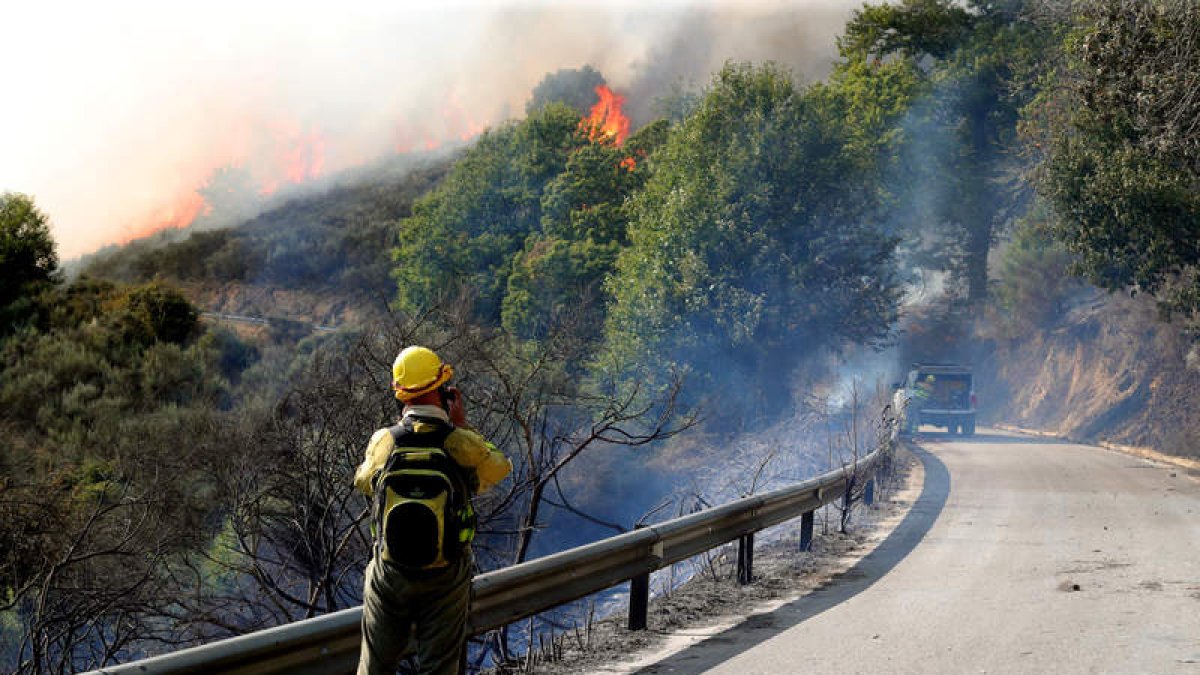 Las llamas, ayer en Trabadelo. AFB
