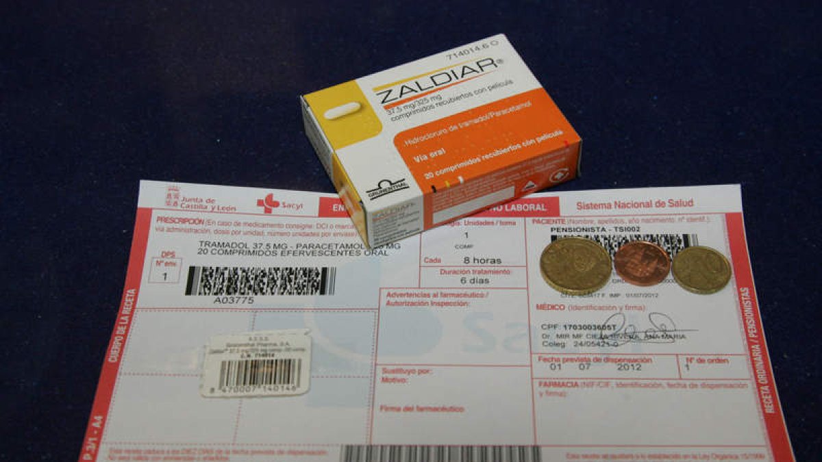Imagen de una de las primeras recetas del copago en una farmacia de la capital.