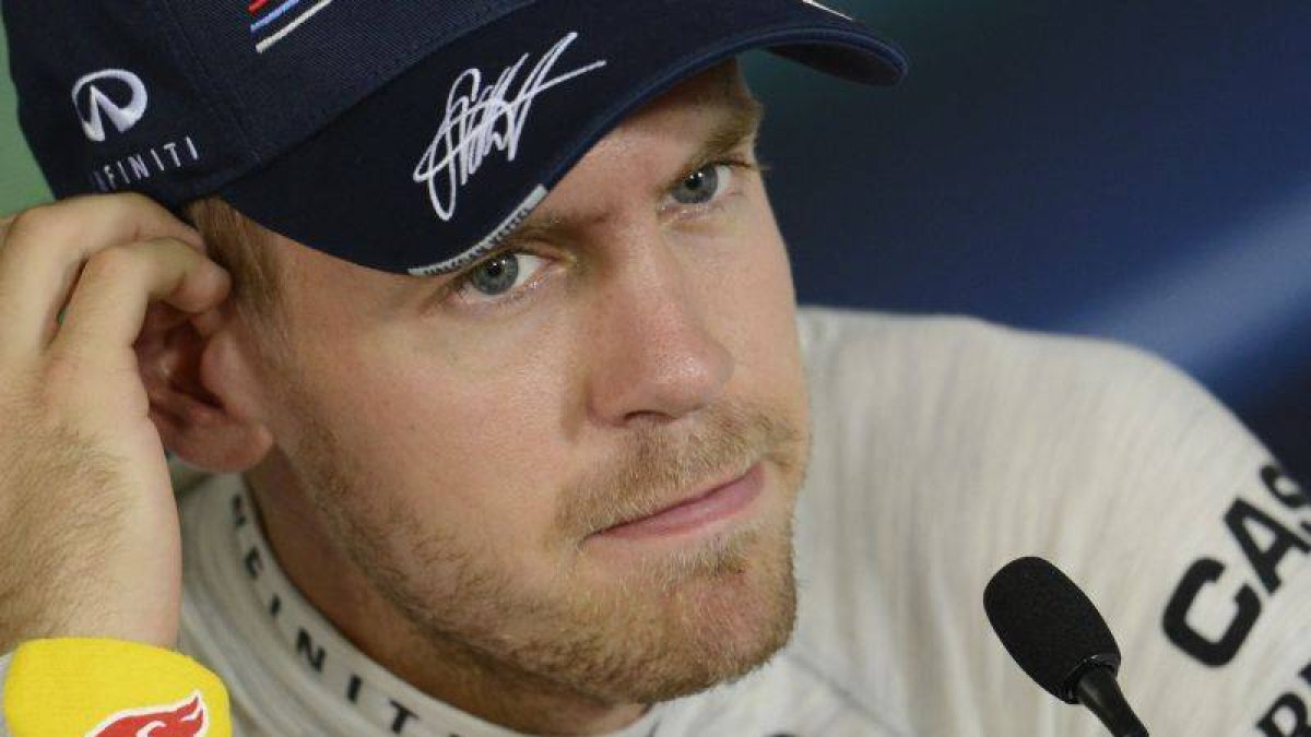 Vettel, en rueda de prensa, después de la clasificación para la salida.