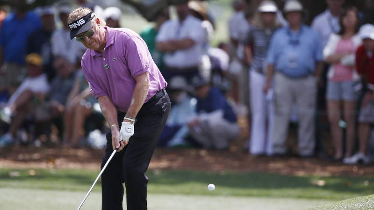 Jiménez en uno de sus últimos hoyos en el Masters de Augusta.