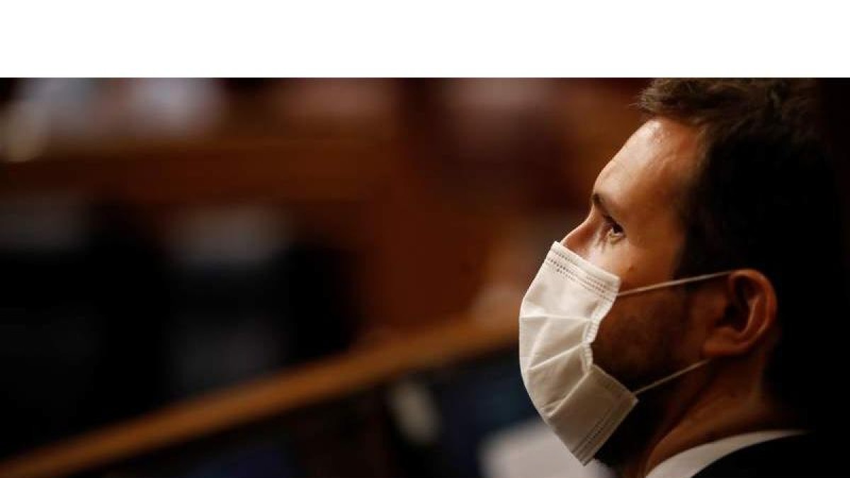 El presidente del Partido Popular, Pablo Casado, en el Congreso. JUAN CARLOS HIDALGO