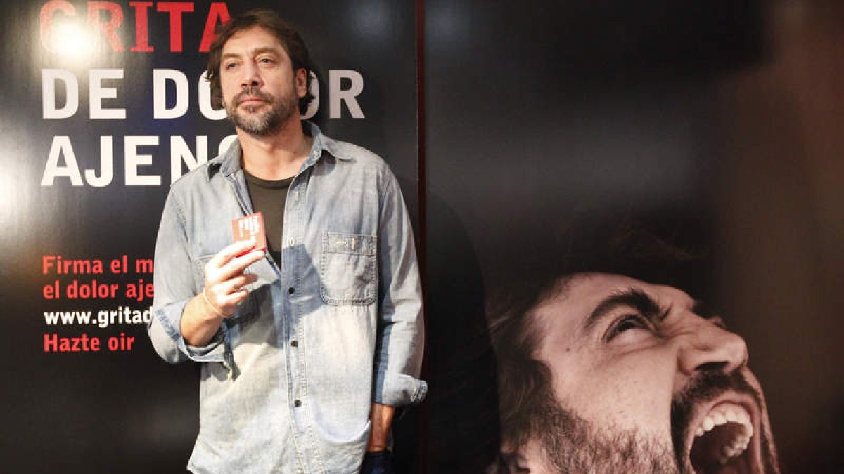 Imagen del actor Javier Bardem durante la presentación de la campaña publicitaria de Médicos Sin Fronteras.