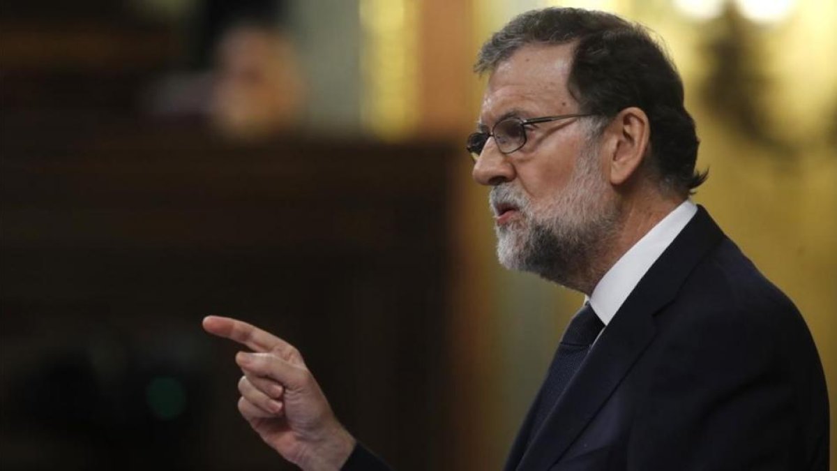 Mariano Rajoy da la réplica a Irene Montero, durante el debate de la moción de censura.