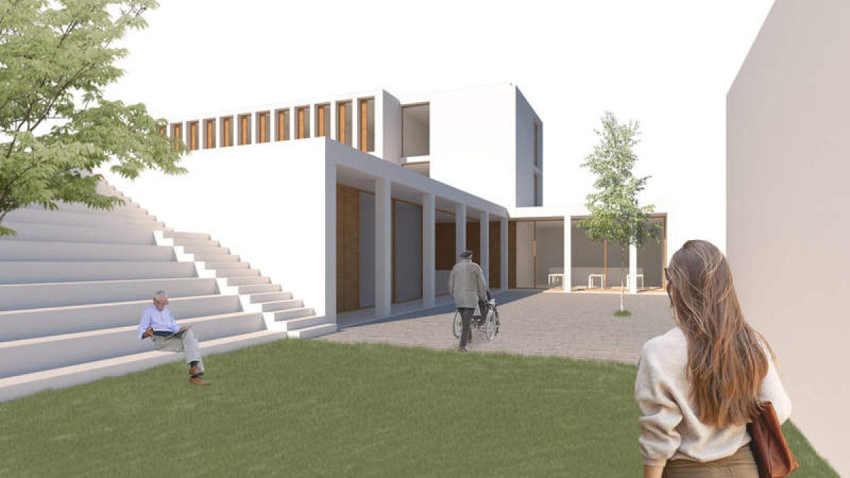 Ilustración del exterior del proyecto del centro socio-cultural del barrio de La Inmaculada. DL