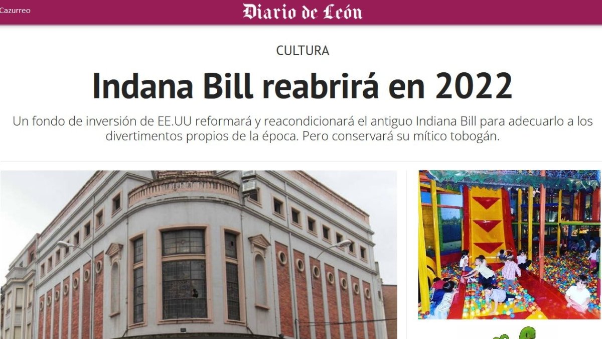 Montaje con la tipografía del Diario de León, con errata en el titular, y una imagen del antiguo Teatro Trianón. DL