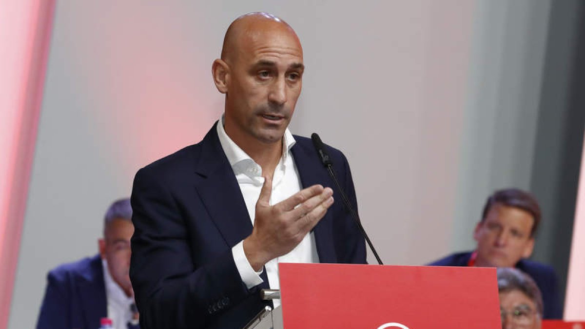 Rubiales en su comparecencia en la Asamblea Extraordinaria celebrada el 25 de agosto. EIDAN RUBIO
