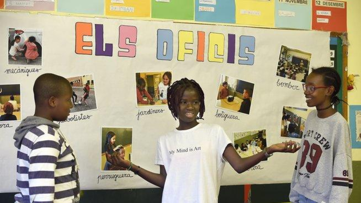 Fode, Gibba y Khady, de la escuela Balàfia de Lérida.