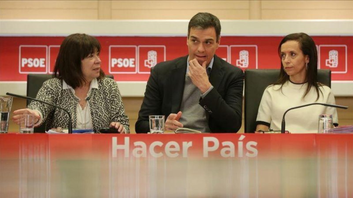 Pedro Sánchez durante la ejecutiva del PSOE en la sede de Ferraz.