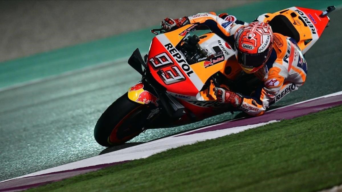 Marc Márquez, durante los entrenamientos de este viernes en el circuito de Losail.