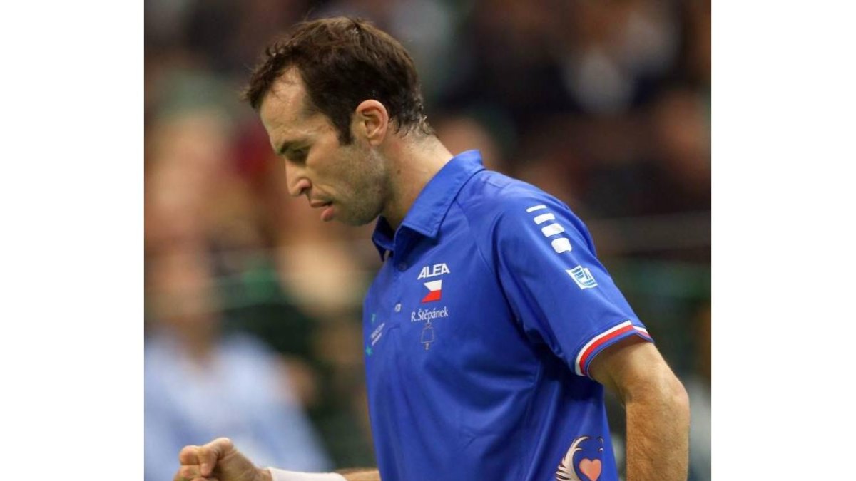 Stepanek celebra un punto de su partido de esta tarde frente a Lajovic.