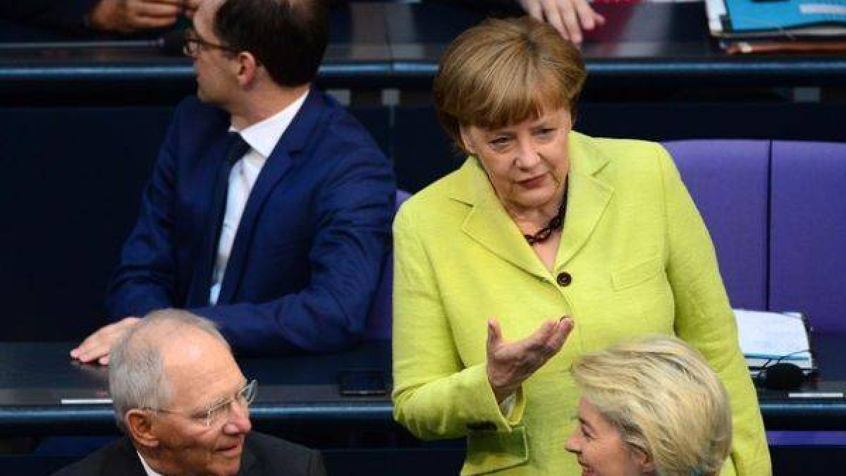 Merkel en el Bundestag, este jueves.