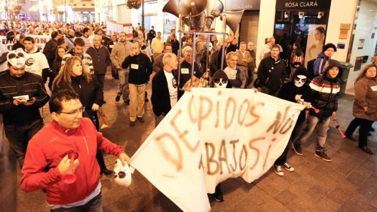 Manifestación, ayer delos trabajadores.