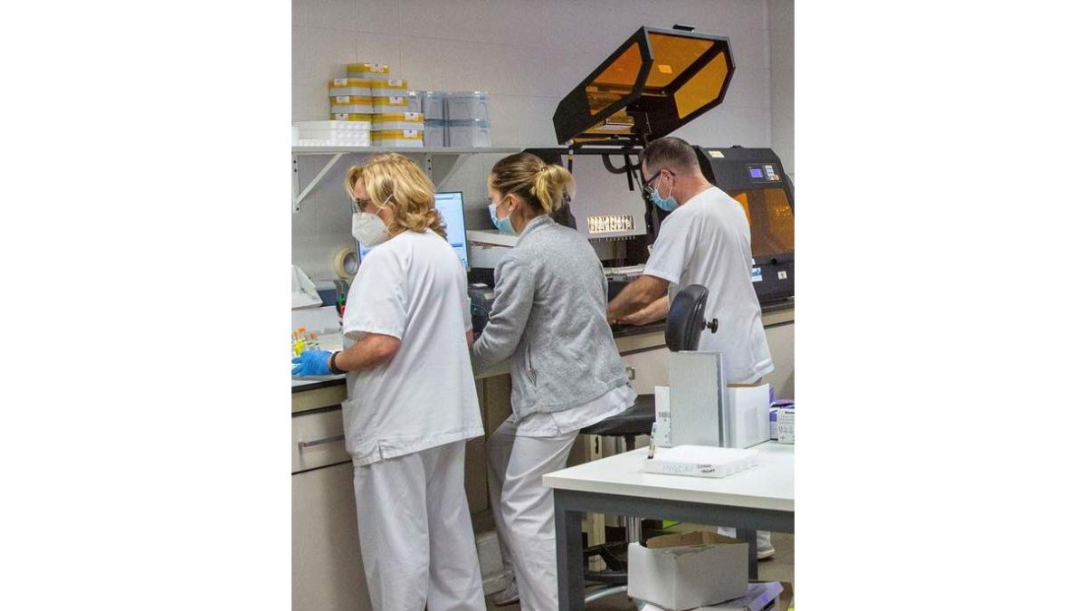 Varios científicos investigan en un laboratorio sobre técnicas de PCR. raquel manzanares