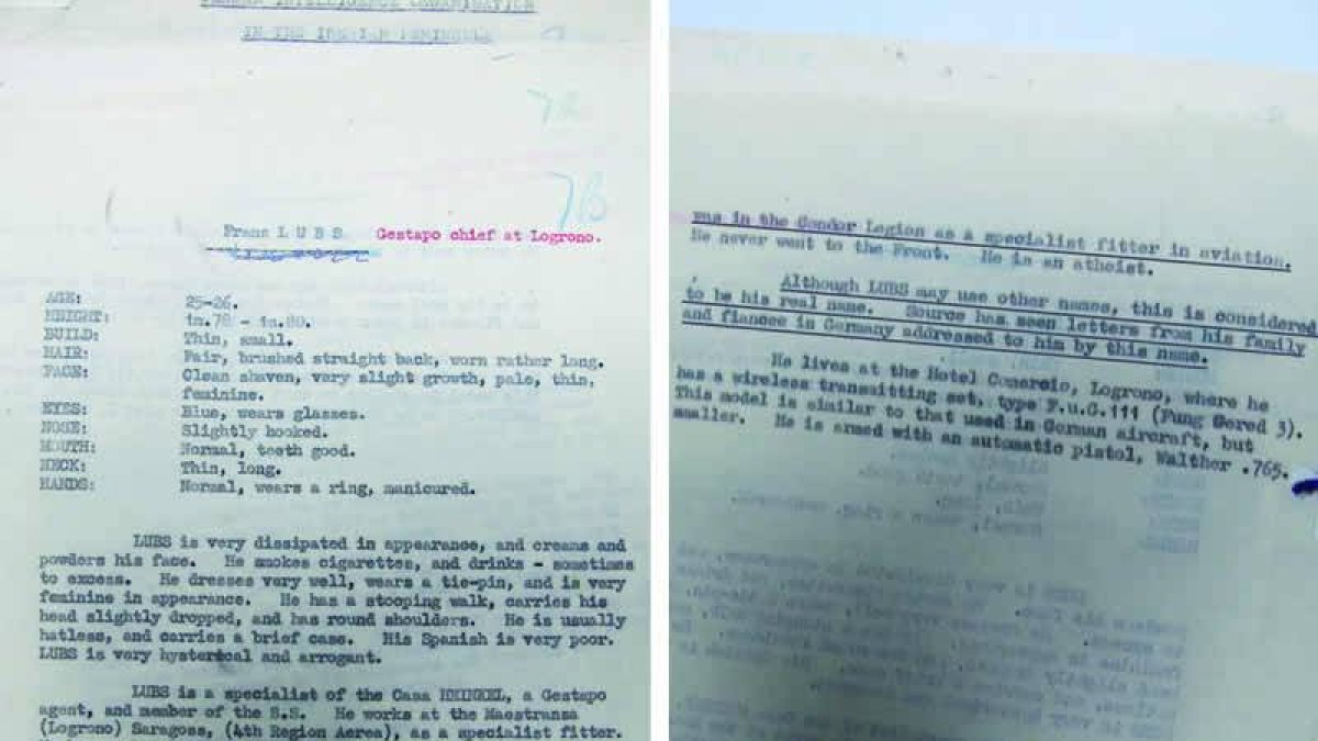 «Ficha de Franz Lubs. Jefe de la Gestapo de Logroño»