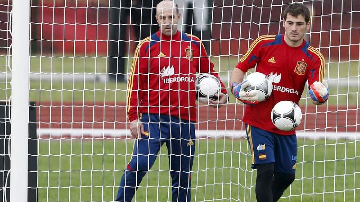 El guardameta Iker Casillas durante uno de los últimos entrenamientos de la Selección.