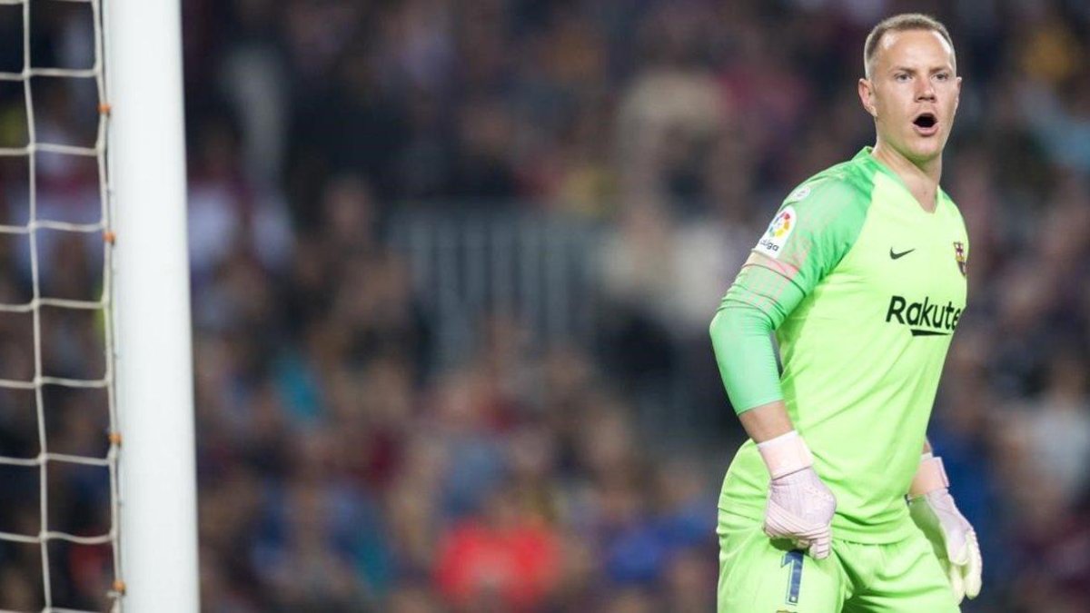 Ter Stegen, en un partido con el Barcelona