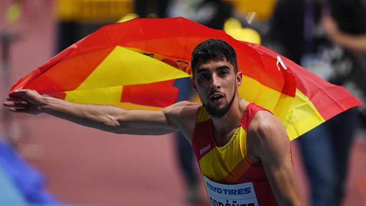 Saúl Ordóñez firmó uno de sus éxitos en 2018 con la medalla de bronce en el Mundial de pista cubierta en Birmingham. ARRIZABALAGA