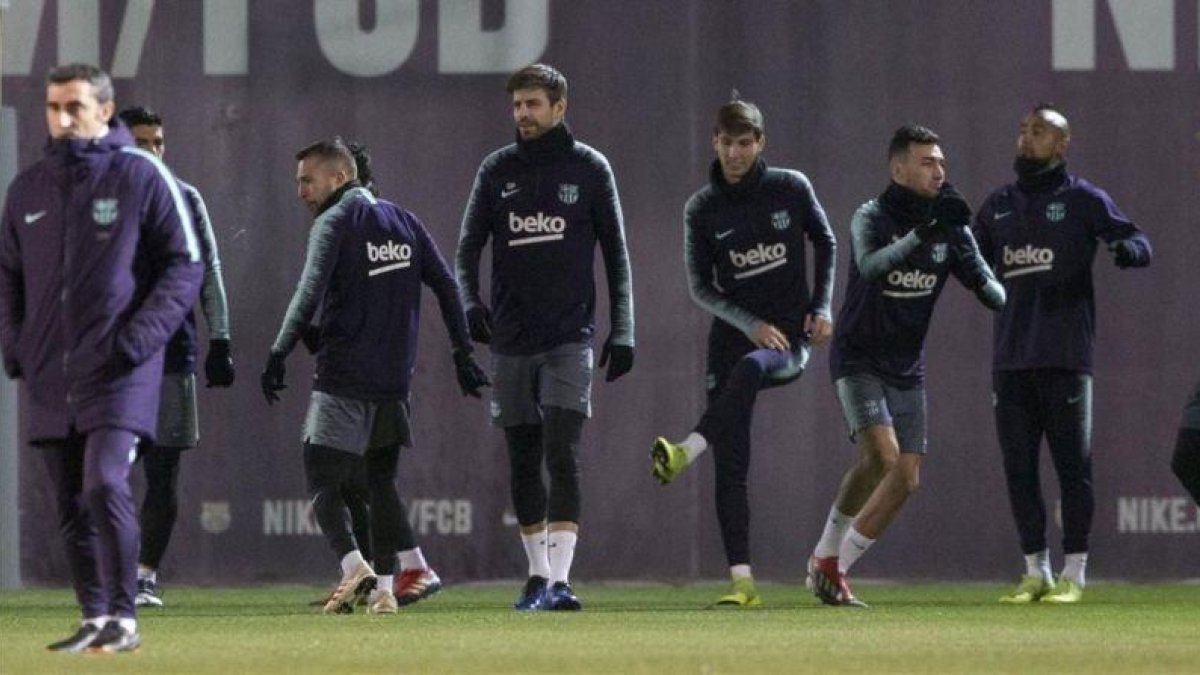 Última sesión de entrenamiento antes del derbi.