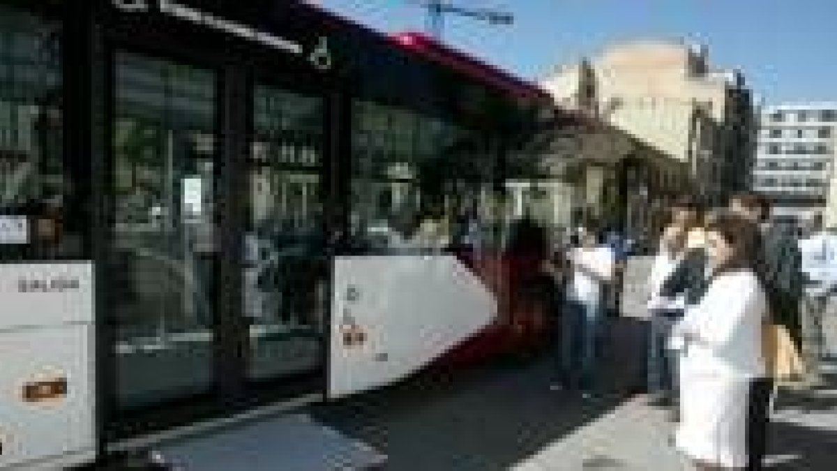 Los nuevos autobuses en la plaza de San Marcelo