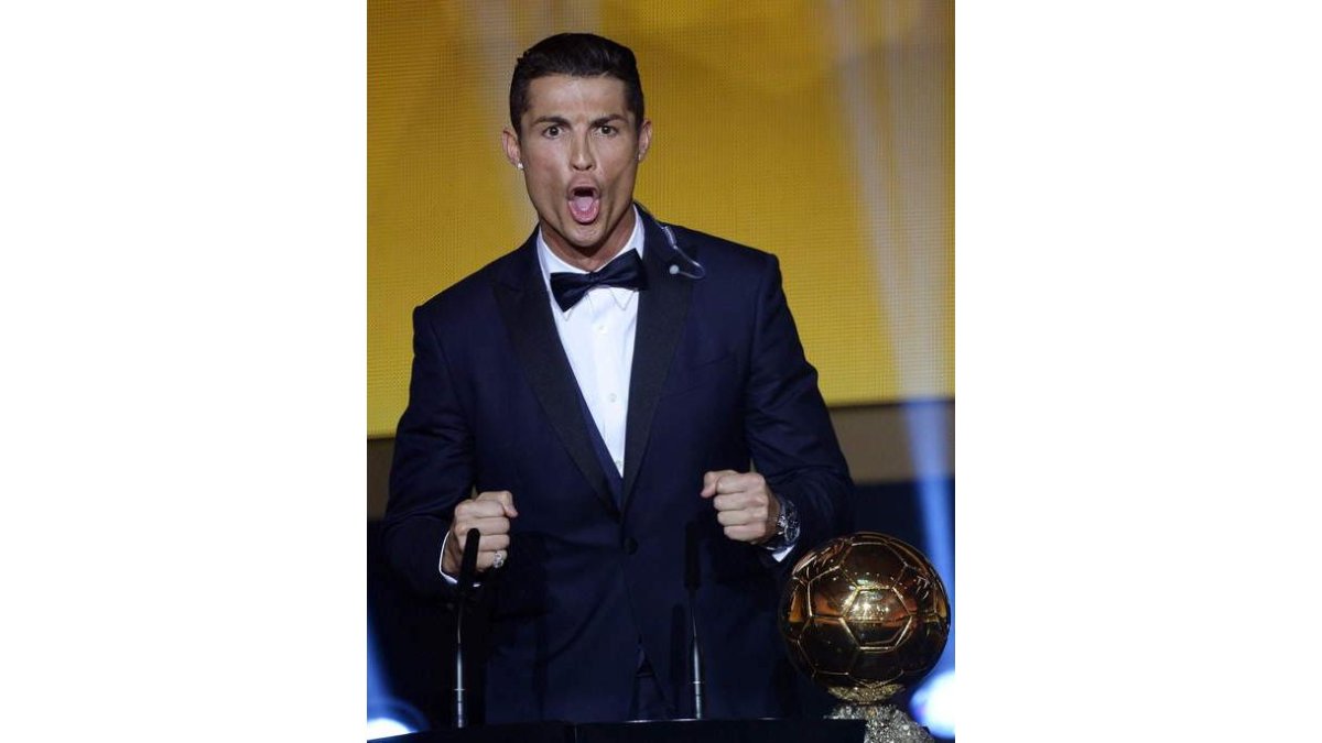 Cristiano Ronaldo acabó el discurso con su grito característico cuando marca un gol.